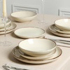 image:imageEarth amp Clay Phoenix 24Piece Stoneware Dinnerware Set Plates and Bowls Set Dishwasher and Microwave Safe Dish Set for 8 WhiteCoffee