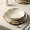 image:imageEarth amp Clay Phoenix 24Piece Stoneware Dinnerware Set Plates and Bowls Set Dishwasher and Microwave Safe Dish Set for 8 WhiteCoffee