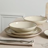 image:imageEarth amp Clay Phoenix 24Piece Stoneware Dinnerware Set Plates and Bowls Set Dishwasher and Microwave Safe Dish Set for 8 WhiteCoffee