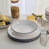 image:imageEarth amp Clay Phoenix 24Piece Stoneware Dinnerware Set Plates and Bowls Set Dishwasher and Microwave Safe Dish Set for 8 WhiteGray