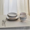 image:imageEarth amp Clay Phoenix 24Piece Stoneware Dinnerware Set Plates and Bowls Set Dishwasher and Microwave Safe Dish Set for 8 WhiteGray