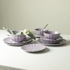 image:imageEarth amp Clay Phoenix 24Piece Stoneware Dinnerware Set Plates and Bowls Set Dishwasher and Microwave Safe Dish Set for 8 WhiteLilac