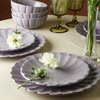 image:imageEarth amp Clay Phoenix 24Piece Stoneware Dinnerware Set Plates and Bowls Set Dishwasher and Microwave Safe Dish Set for 8 WhiteLilac