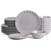 image:imageEarth amp Clay Phoenix 24Piece Stoneware Dinnerware Set Plates and Bowls Set Dishwasher and Microwave Safe Dish Set for 8 WhiteLilac