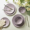 image:imageEarth amp Clay Phoenix 24Piece Stoneware Dinnerware Set Plates and Bowls Set Dishwasher and Microwave Safe Dish Set for 8 WhiteLilac