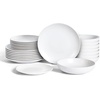 image:imageEarth amp Clay Phoenix 24Piece Stoneware Dinnerware Set Plates and Bowls Set Dishwasher and Microwave Safe Dish Set for 8 WhiteMia  White