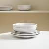 image:imageEarth amp Clay Phoenix 24Piece Stoneware Dinnerware Set Plates and Bowls Set Dishwasher and Microwave Safe Dish Set for 8 WhiteMia  White