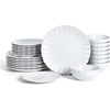 image:imageEarth amp Clay Phoenix 24Piece Stoneware Dinnerware Set Plates and Bowls Set Dishwasher and Microwave Safe Dish Set for 8 WhiteWhite