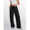imageTrendy Queen Womens Wide Leg Sweatpants High Waisted Baggy Lounge Pants Drawstring Athletic Flared Joggers with PocketsBlack