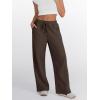 imageTrendy Queen Womens Wide Leg Sweatpants High Waisted Baggy Lounge Pants Drawstring Athletic Flared Joggers with PocketsBrown