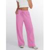 imageTrendy Queen Womens Wide Leg Sweatpants High Waisted Baggy Lounge Pants Drawstring Athletic Flared Joggers with PocketsPink