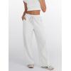 imageTrendy Queen Womens Wide Leg Sweatpants High Waisted Baggy Lounge Pants Drawstring Athletic Flared Joggers with PocketsWhite