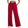 imageTrendy Queen Wide Leg Sweatpants Women Fashion High Waisted Baggy Flared Pants Athletic Joggers with Pockets 2025Red