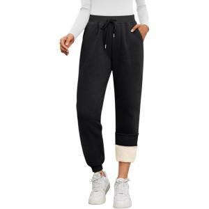 imageTrendy Queen Sweatpants Women Winter Fleece Lined Clothes Jogger Pants with Pockets Fall Fashion OutfitsBlack