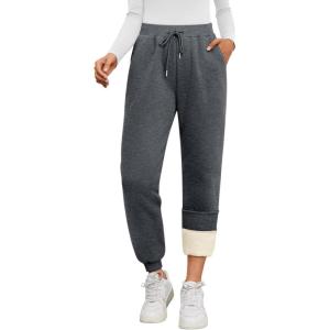 imageTrendy Queen Sweatpants Women Winter Fleece Lined Clothes Jogger Pants with Pockets Fall Fashion OutfitsBlack Grey
