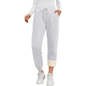 imageTrendy Queen Sweatpants Women Winter Fleece Lined Clothes Jogger Pants with Pockets Fall Fashion OutfitsGrey