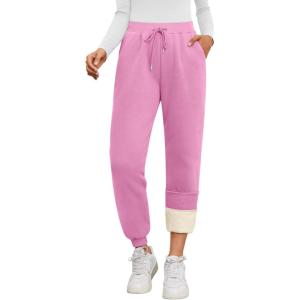 imageTrendy Queen Sweatpants Women Winter Fleece Lined Clothes Jogger Pants with Pockets Fall Fashion OutfitsPink