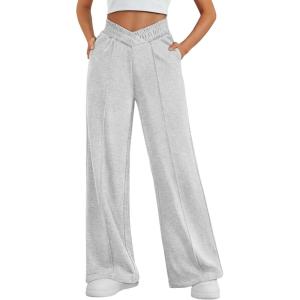 imageTrendy Queen Wide Leg Sweatpants Women Fashion High Waisted Baggy Flared Pants Athletic Joggers with Pockets 2025Grey