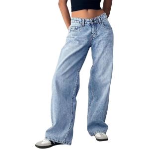 imageTrendy Queen Womens Baggy Jeans Wide Leg Denim Pants Boyfriend Loose Streetwear Trousers Fall Fashion y2k Outfits 2025Lightblue