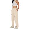 imageTrendy Queen Womens Cargo Sweatpants Wide Leg Baggy Fleece High Waisted Sweats Pants Winter Clothes with PocketsApricot