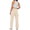 imageTrendy Queen Womens Cargo Sweatpants Wide Leg Baggy Fleece High Waisted Sweats Pants Winter Clothes with PocketsApricot
