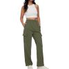 imageTrendy Queen Womens Cargo Sweatpants Wide Leg Baggy Fleece High Waisted Sweats Pants Winter Clothes with PocketsArmygreen
