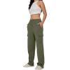 imageTrendy Queen Womens Cargo Sweatpants Wide Leg Baggy Fleece High Waisted Sweats Pants Winter Clothes with PocketsArmygreen