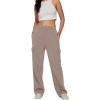 imageTrendy Queen Womens Cargo Sweatpants Wide Leg Baggy Fleece High Waisted Sweats Pants Winter Clothes with PocketsCoffeegrey
