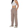 imageTrendy Queen Womens Cargo Sweatpants Wide Leg Baggy Fleece High Waisted Sweats Pants Winter Clothes with PocketsCoffeegrey
