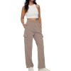 imageTrendy Queen Womens Cargo Sweatpants Wide Leg Baggy Fleece High Waisted Sweats Pants Winter Clothes with PocketsCoffeegrey