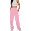 imageTrendy Queen Womens Cargo Sweatpants Wide Leg Baggy Fleece High Waisted Sweats Pants Winter Clothes with PocketsPink