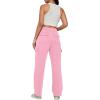 imageTrendy Queen Womens Cargo Sweatpants Wide Leg Baggy Fleece High Waisted Sweats Pants Winter Clothes with PocketsPink