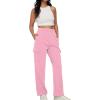 imageTrendy Queen Womens Cargo Sweatpants Wide Leg Baggy Fleece High Waisted Sweats Pants Winter Clothes with PocketsPink