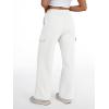 imageTrendy Queen Womens Cargo Sweatpants Wide Leg High Waisted Baggy Drawstring Sweat Pants Fall Flared Pants with PocketsWhite
