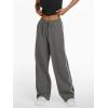 imageTrendy Queen Womens Wide Leg Sweatpants Baggy Lounge Pants with Pockets High Waisted Track Drawstring JoggersDark Grey