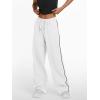imageTrendy Queen Womens Wide Leg Sweatpants Baggy Lounge Pants with Pockets High Waisted Track Drawstring JoggersWhite