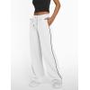 imageTrendy Queen Womens Wide Leg Sweatpants Baggy Lounge Pants with Pockets High Waisted Track Drawstring JoggersWhite