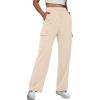 imageTrendy Queen Womens Cargo Sweatpants Wide Leg Baggy Fleece High Waisted Sweats Pants Winter Clothes with PocketsApricot