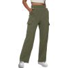 imageTrendy Queen Womens Cargo Sweatpants Wide Leg Baggy Fleece High Waisted Sweats Pants Winter Clothes with PocketsArmygreen