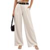imageTrendy Queen Womens Wide Leg Dress Pants High Waisted Slacks Dressy Work Trousers with PocketsApricot