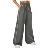 imageTrendy Queen Womens Wide Leg Sweatpants Baggy Lounge Pants with Pockets High Waisted Track Drawstring JoggersDark Grey