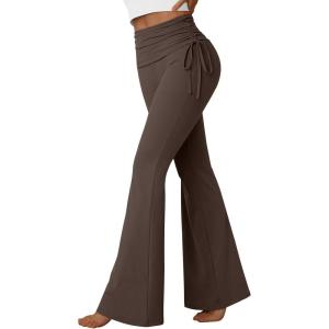 imageTrendy Queen Women Flare Yoga Pants Y2k Leggings High Waisted Workout Pant Fall Fashion 2025Brown