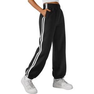 imageTrendy Queen Womens High Waisted Drawstring Sweatpants Casual Baggy Joggers Pants with PocketsBlack