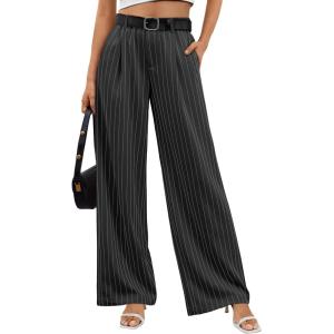 imageTrendy Queen Womens Wide Leg Dress Pants High Waisted Slacks Dressy Work Trousers with PocketsBlack