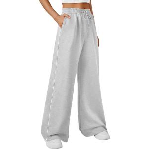 imageTrendy Queen Womens Wide Leg Sweatpants Baggy Lounge Pants with Pockets High Waisted Track Drawstring JoggersGray