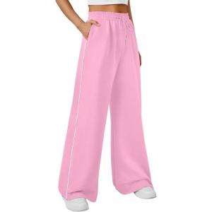 imageTrendy Queen Womens Wide Leg Sweatpants Baggy Lounge Pants with Pockets High Waisted Track Drawstring JoggersPink