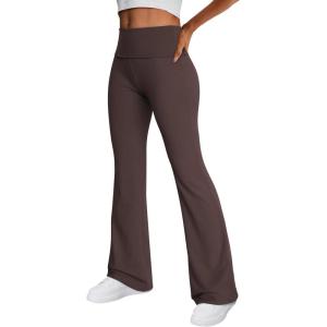 imageTrendy Queen Womens Wide Leg Yoga Pants Bootcut Workout Flare Leggings Trendy High Waisted Fold Over 2024 Fall OutfitsBrown