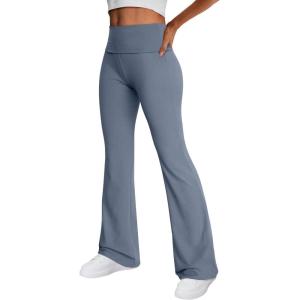 imageTrendy Queen Womens Wide Leg Yoga Pants Bootcut Workout Flare Leggings Trendy High Waisted Fold Over 2024 Fall OutfitsHazeblue