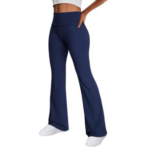 imageTrendy Queen Womens Wide Leg Yoga Pants Bootcut Workout Flare Leggings Trendy High Waisted Fold Over 2024 Fall OutfitsNavy