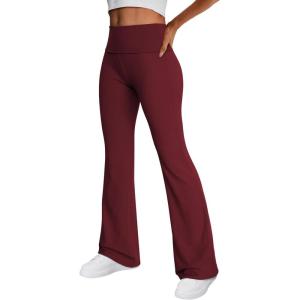 imageTrendy Queen Womens Wide Leg Yoga Pants Bootcut Workout Flare Leggings Trendy High Waisted Fold Over 2024 Fall OutfitsWinered